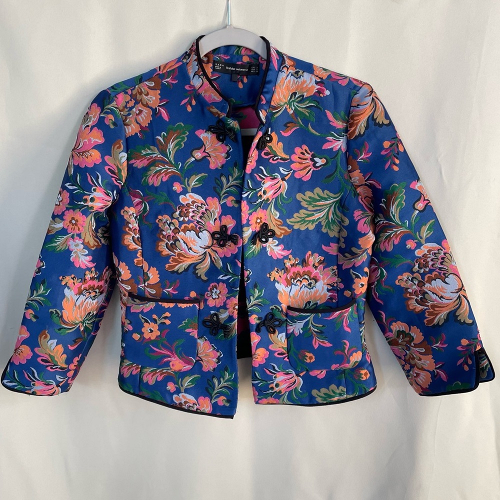 Zara floral print Chinese traditional style coat size 3